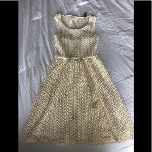 Off-White Textured Halter Skater Dress